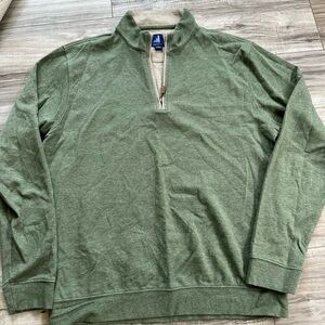 Johnnie-O Men's Sully Quarter-Zip Cotton Blend Pullover Heather Green Size L